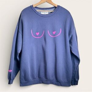 Barstool Sports Blue Graphic Sweatshirt Size L (Fits 25.5x28.5)